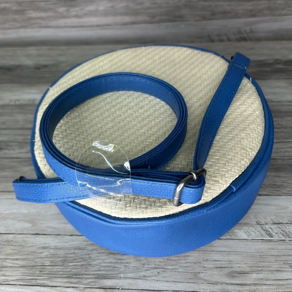 Disney Lilo And Stitch Stitch With Ukulele Woven Straw Crossbody Round Purse